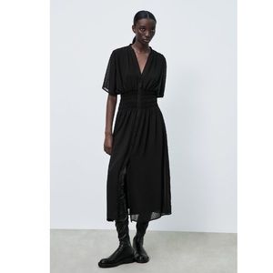 Zara Dotted Mesh Midi Dress NWT